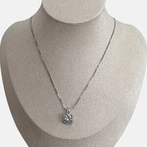 Elegant Square Silver Pendant Necklace